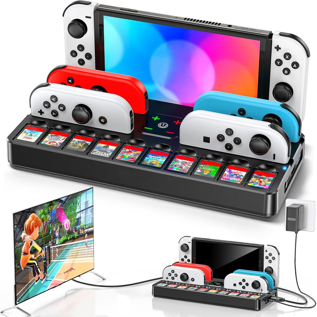 BASE DE CARGA PARA JOY-CON CON DOCK O CONVERTIDOR DE VIDEO INCLUIDO - NINTENDO SWITCH