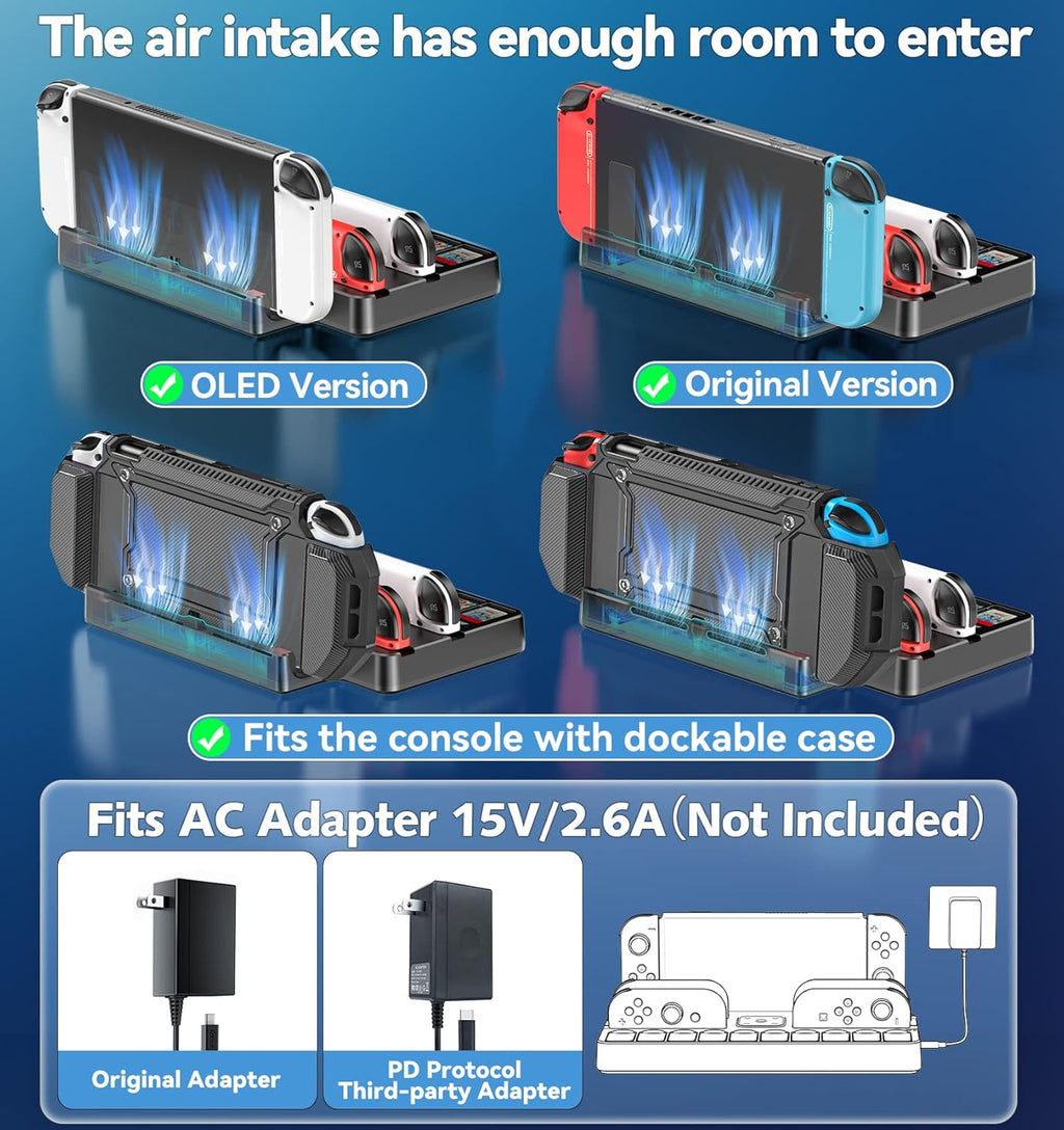 BASE DE CARGA PARA JOY-CON CON DOCK O CONVERTIDOR DE VIDEO INCLUIDO - NINTENDO SWITCH