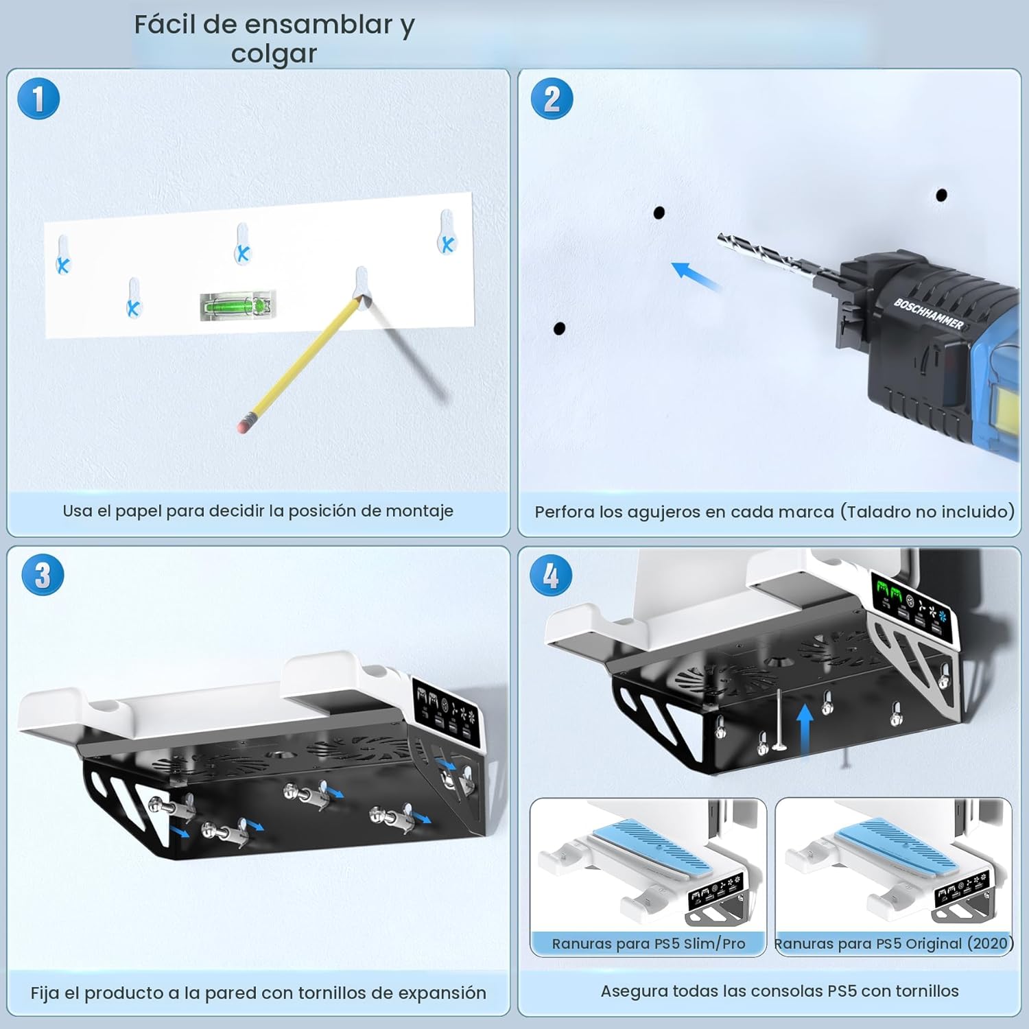 BASE CON VENTILACION + SOPORTE DE PARED PS5