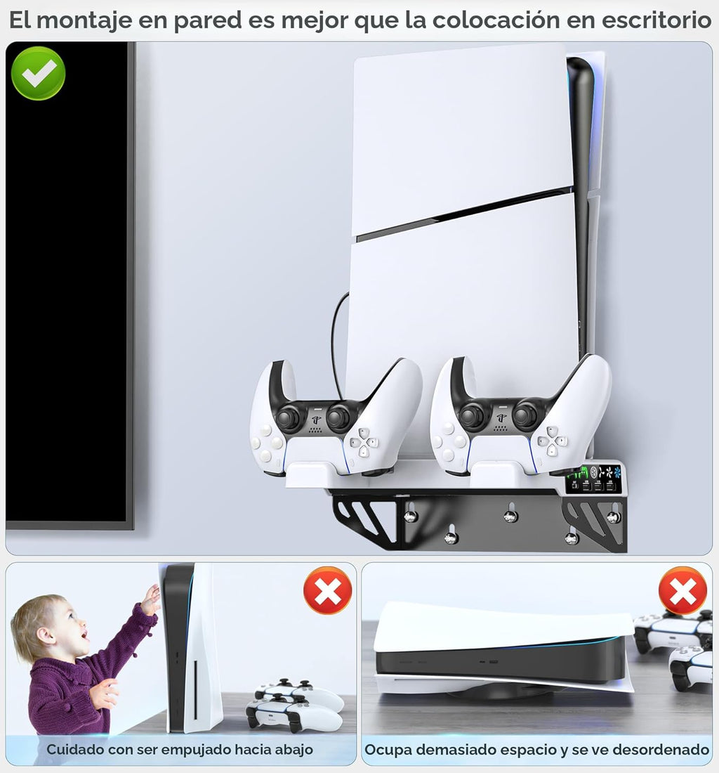 BASE CON VENTILACION + SOPORTE DE PARED PS5