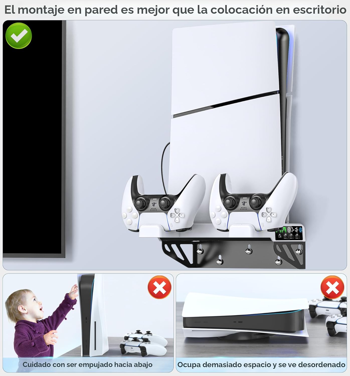 BASE CON VENTILACION + SOPORTE DE PARED PS5