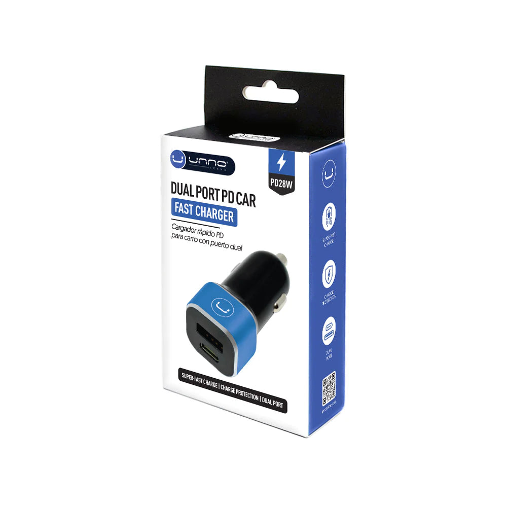 CARGADOR DE COCHE PD DE DOBLE PUERTO USB Y C | PD28W